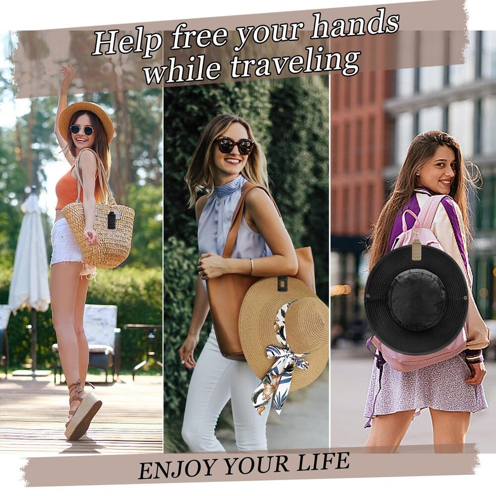 6746 Hat Clip For Travel On Bag Backpack Luggage Fashion Pu Leather - Picture 2 of 5